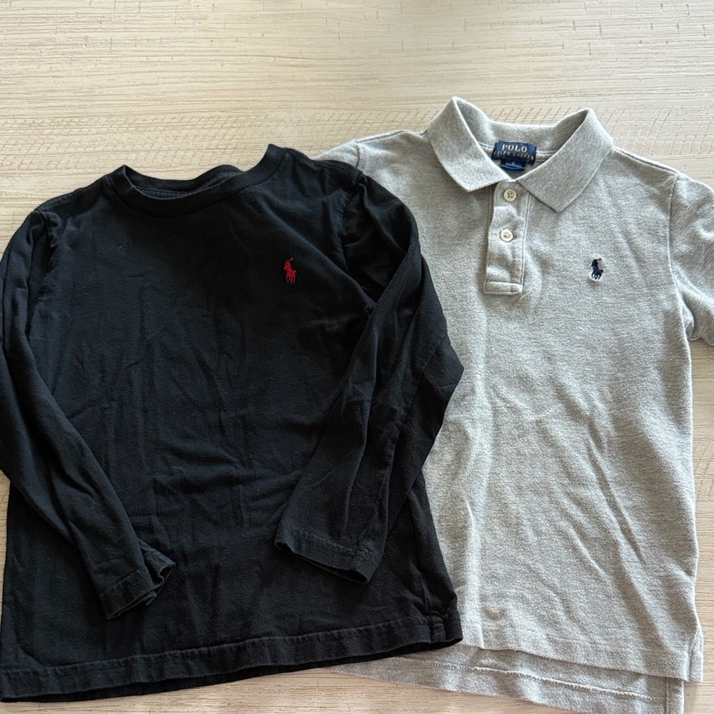 Polo by Ralph Lauren Kids Black Long Sleeve and Gray Polo Shirt